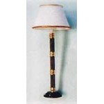 Wood and Brass Dolls House Standard Lamp with Shade